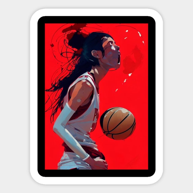 Painting Woman Dribbling Basketball Sticker by DorothyMayerz Base